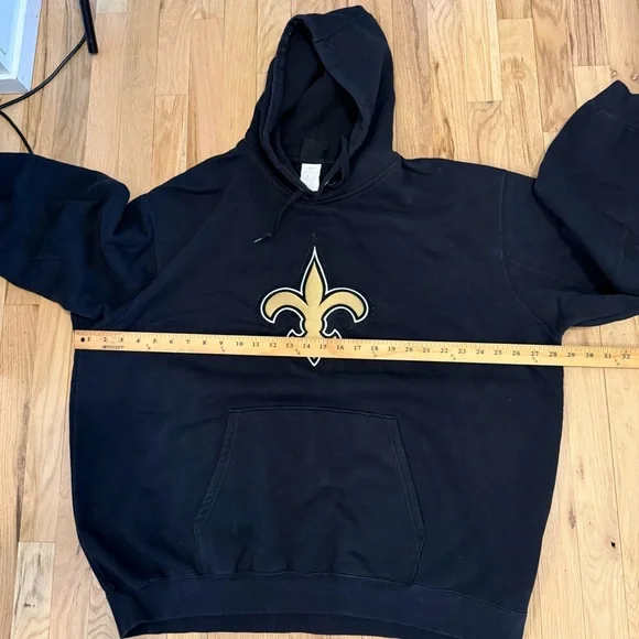 Black New Orleans Saints Hooded Sweatshirt with Gold Fleur-de-Lis XXL - Picture 5 of 8
